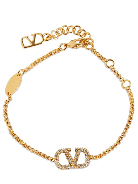 VALENTINO GARAVANI V Logo Crystal Bracelet in gold