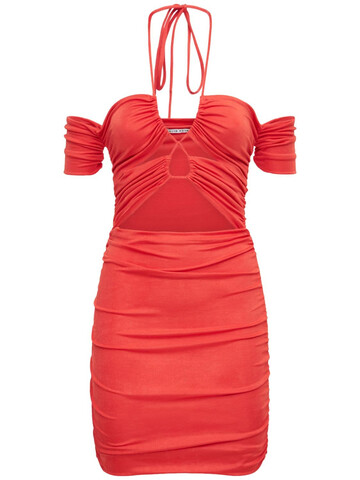 THIRD FORM Look Through Off-the-shoulder Mini Dress in red