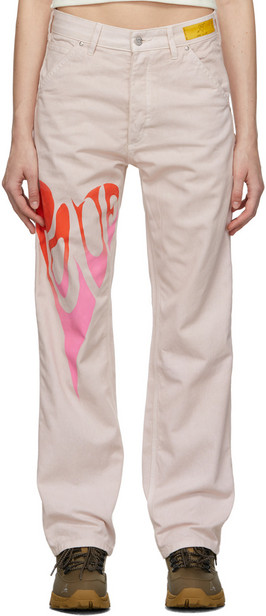 Juliet Johnstone SSENSE Exclusive Pink Single Element Hand Painted Trousers in tan
