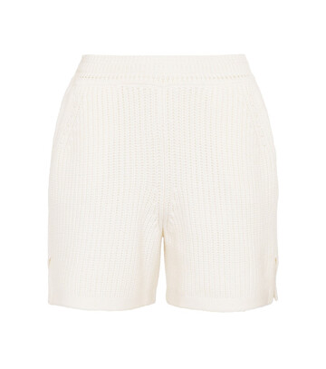 Barrie Ribbed-knit cashmere and cotton shorts in white