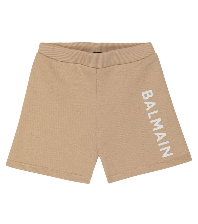 Balmain Kids Baby cotton shorts in brown