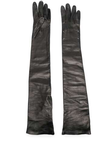 maison margiela long-length leather gloves - black