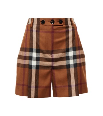 Burberry Checked high-rise wool shorts in brown