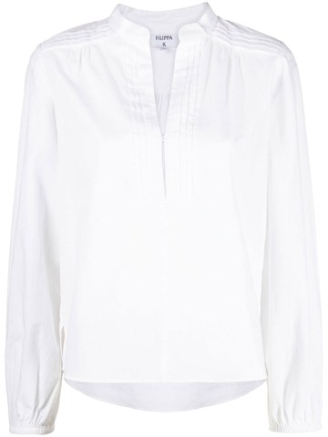 filippa k v-neck puff-sleeve shirt - white