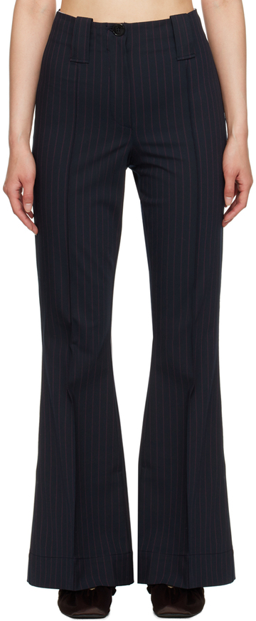 ganni navy striped trousers