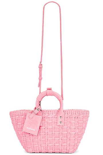balenciaga xs bistro basket bag in pink
