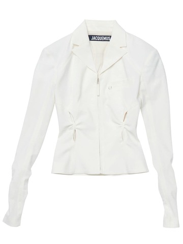 JACQUEMUS La Veste Neru Stretch Wool Cutout Jacket in white