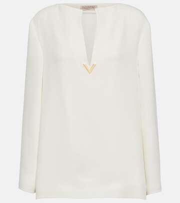 valentino cady couture silk blouse in white