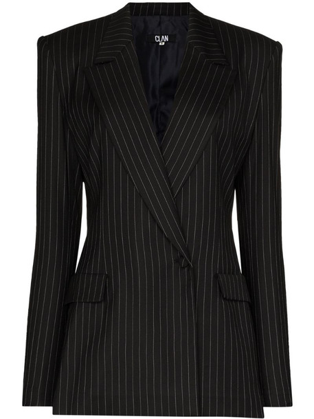 CLAN pinstripe double-breasted blazer jacket in black