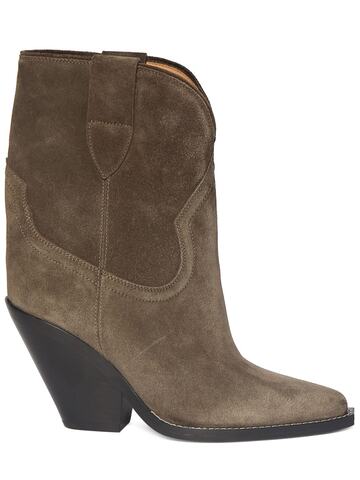 isabel marant 90mm leyane suede ankle boots in khaki