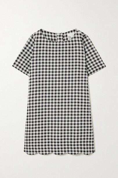 Lisa Marie Fernandez - + Net Sustain Scalloped Gingham Cotton-blend Bouclé-jacquard Mini Dress - Black