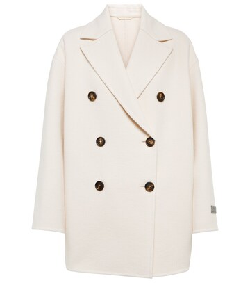 Brunello Cucinelli Cashmere pea coat in white