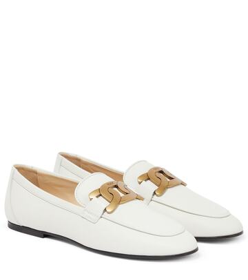 tod's catena leather loafers in white