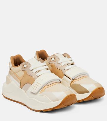 burberry leather-paneled sneakers in beige