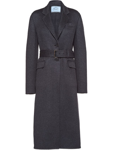 Prada single-breasted belted coat in grey