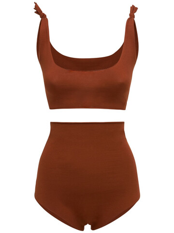 ISOLE & VULCANI Seamless Cotton Jersey Bikini in brown