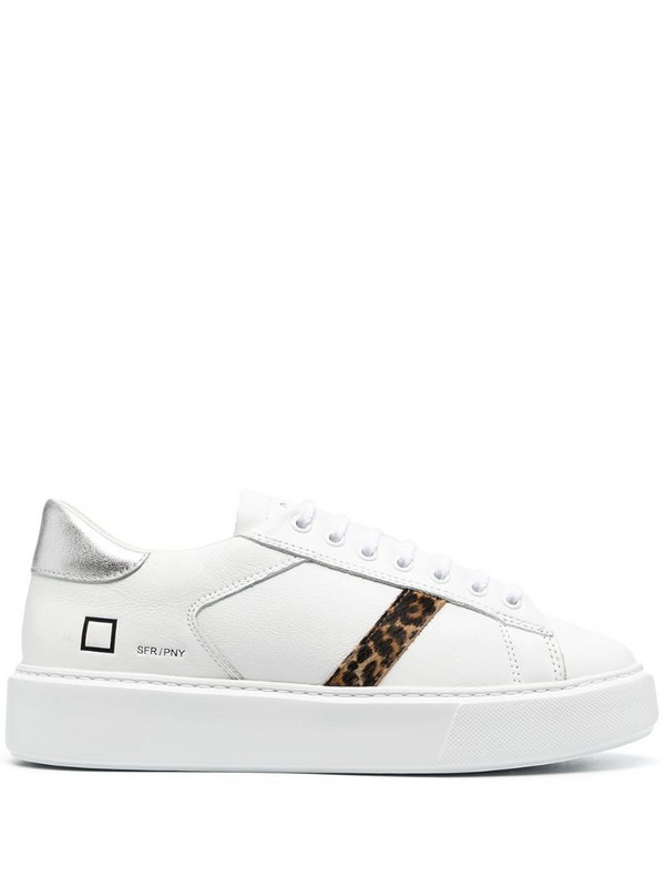D.A.T.E. Sfera leather leopard-stripe sneakers in white