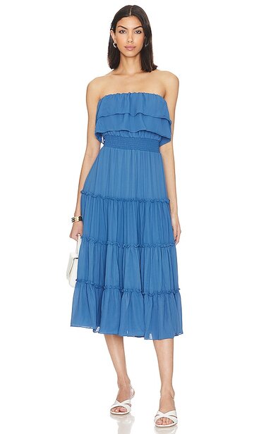 1. state strapless ruffle tiered dress in blue