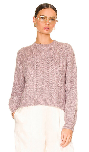 Weekend Stories Antonia Cable Crew Neck Pullover in Lavender in pink