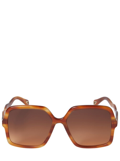 CHLOÉ Zelie Squared Acetate Sunglasses in brown