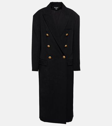 balmain oversized wool coat in black