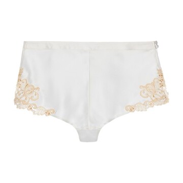 La Perla Hipster Brief In Silk With Embroidered Tulle in ivory / white