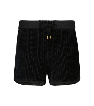Balmain Cotton-blend velvet shorts in black
