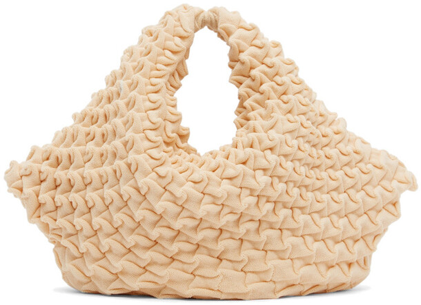 Issey Miyake Beige Shell Knit Bag in pink