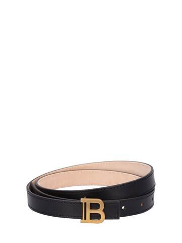 BALMAIN 2cm Leather B-belt in black