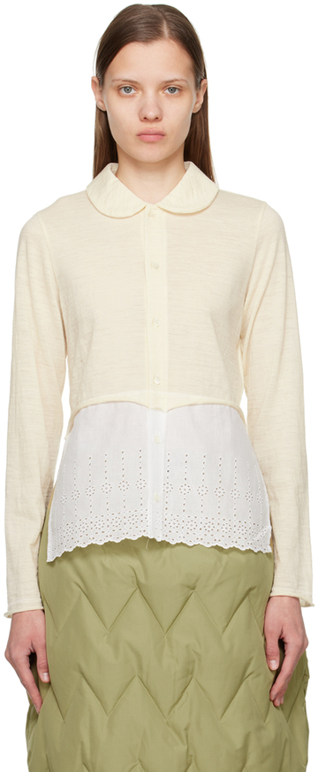 tao Beige & White Broderie Anglaise Shirt in natural