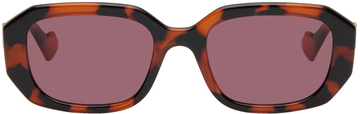 gucci tortoiseshell rectangular sunglasses in orange