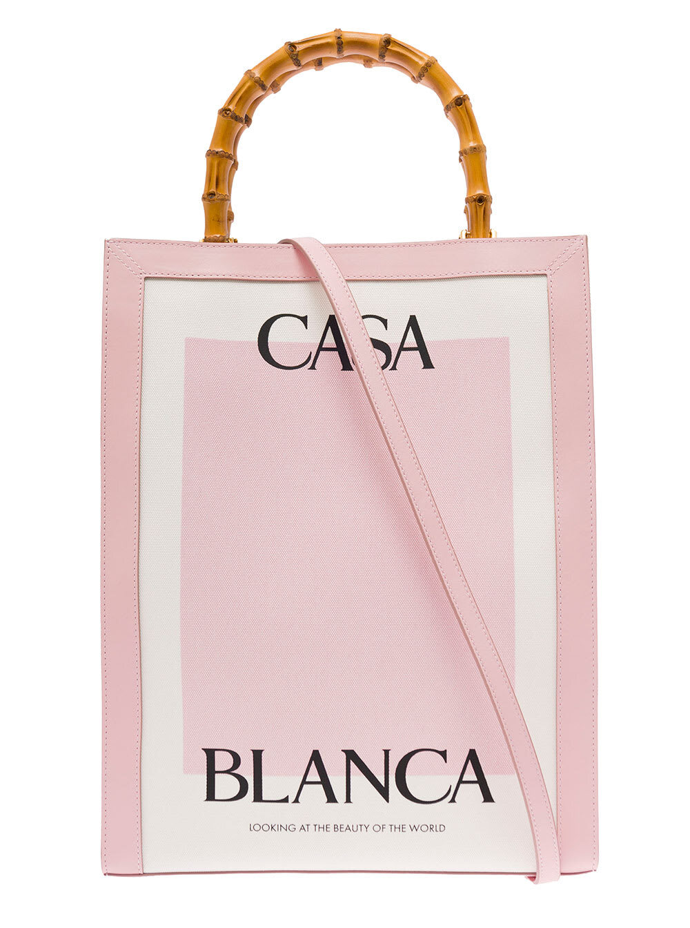 Leather And Cotton Pink Casablanca Woman Handbag