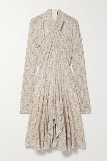 isabel marant - payton cutout pleated printed stretch-jersey dress - off-white