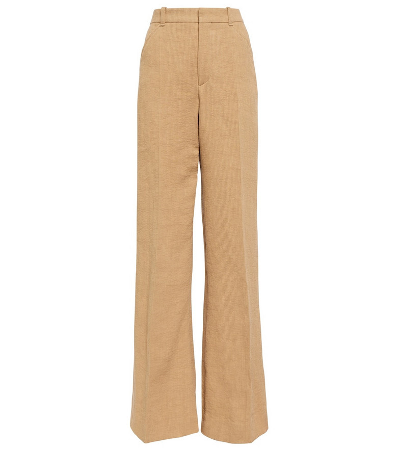 ChloÃ© High-rise linen wide-leg pants in brown