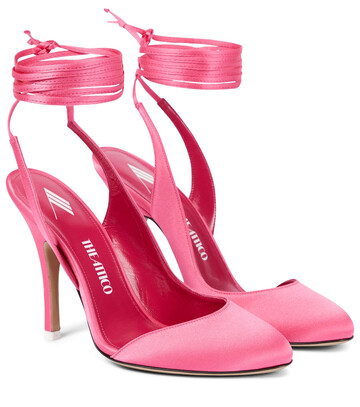 the attico carrie lace-up satin pumps in pink