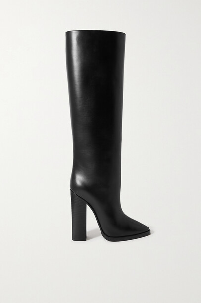 SAINT LAURENT - Cleveland Leather Knee Boots - Black