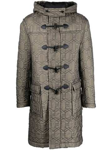 Koché Koché monogram-embroidered padded duffle coat - Grey
