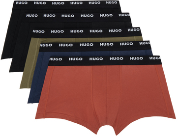 hugo five-pack multicolor logo boxers in red