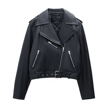 filippa k 93 leather biker jacket in black