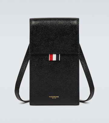thom browne leather phone pouch in black