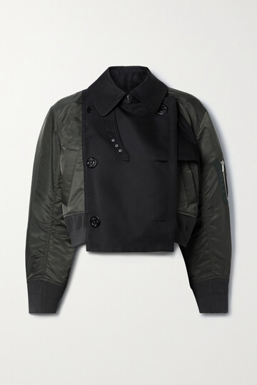 sacai - cotton-blend twill and padded shell jacket - green