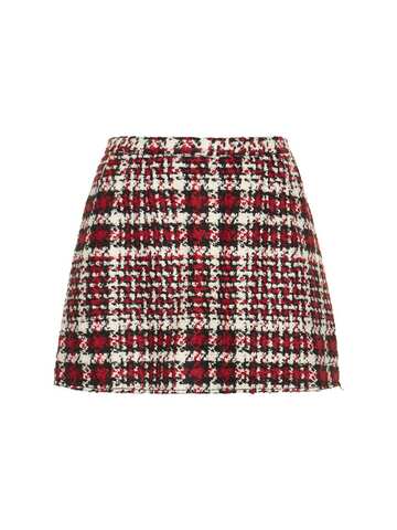 RED VALENTINO Prince Of Wales Wool Blend Skort in red / multi
