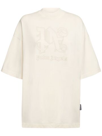 palm angels monogram statement cotton t-shirt in white