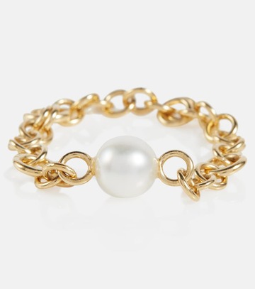 spinelli kilcollin gravity 18kt gold chain ring with akoya pearl