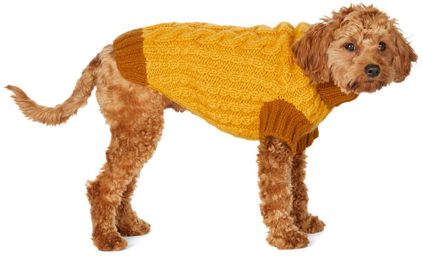 LISH Yellow Medium Wool Cable Wilmot Sweater