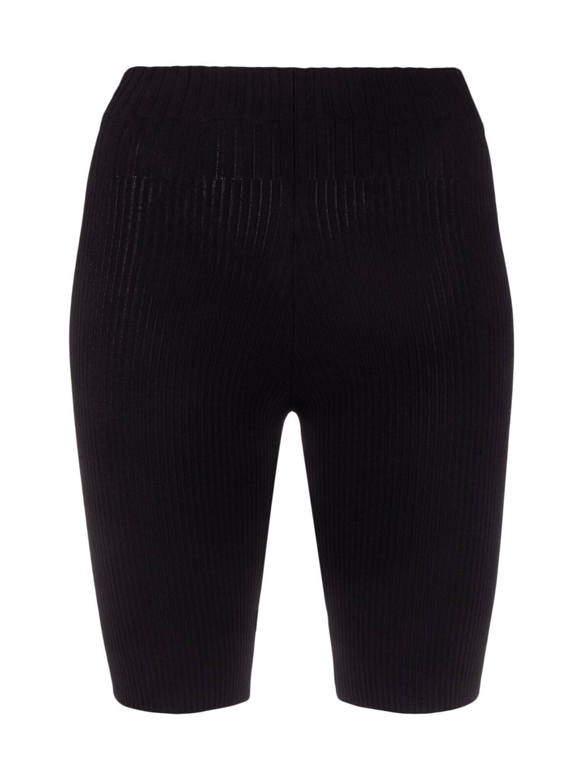 ANDREADAMO Ribbed-knit Mid Thigh Shorts High Waist in black