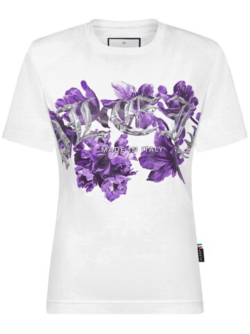 philipp plein floral-print cotton t-shirt - white