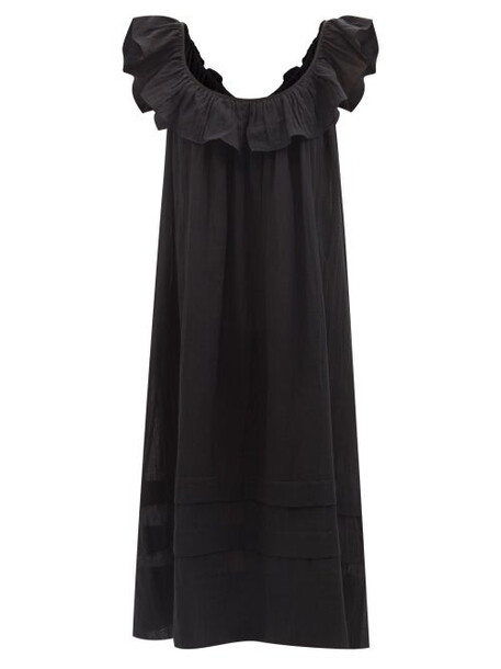 Loup Charmant - Cirrus Ruffled Cotton-gauze Midi Dress - Womens - Black
