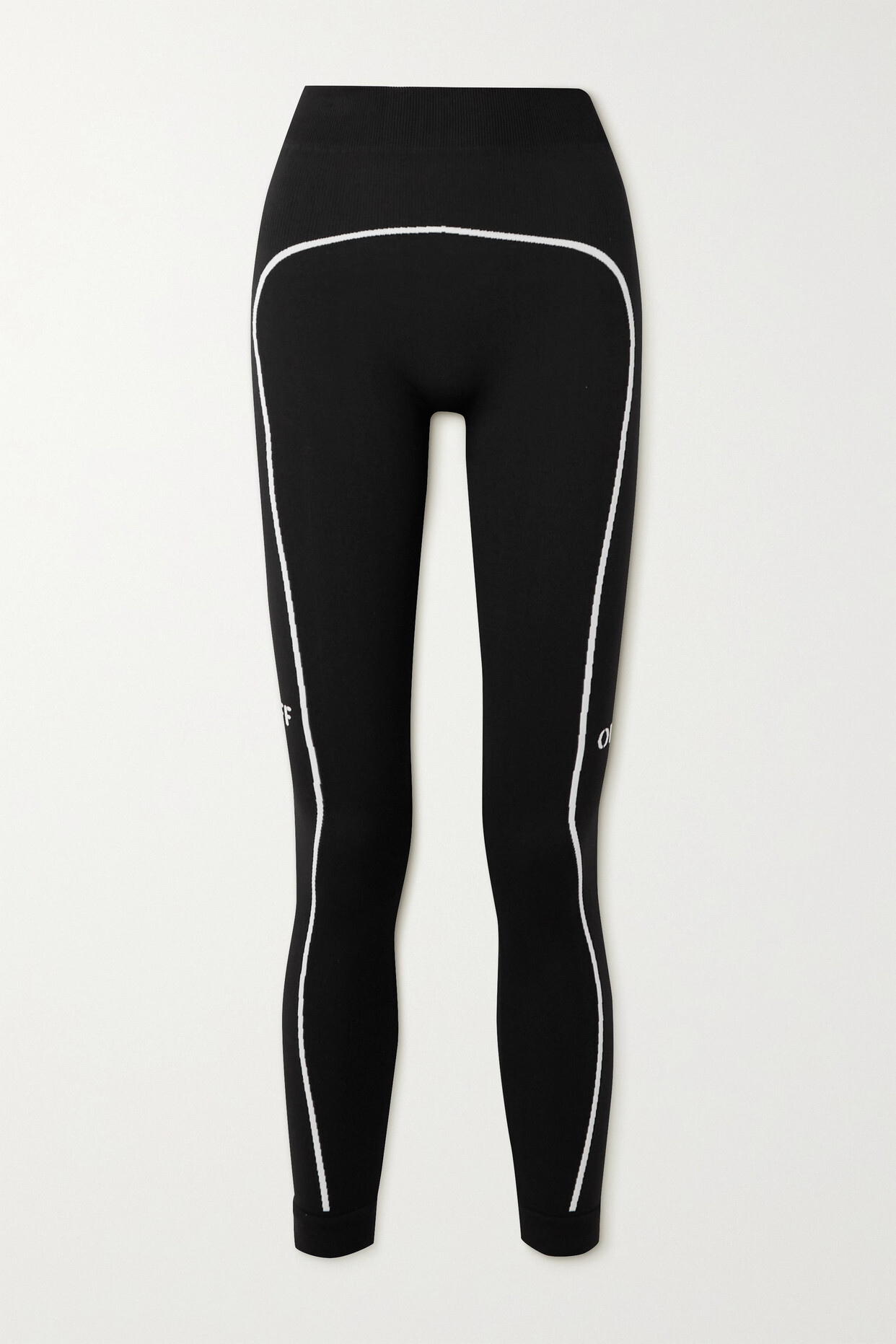 Off-White - Two-tone Stretch-jersey Leggings - Black