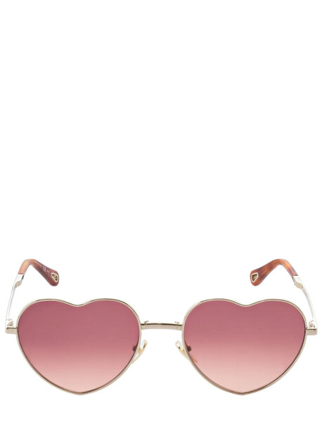 CHLOÉ Milane Heart-shape Metal Sunglasses in gold / red